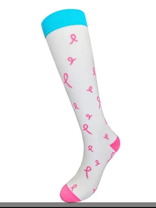 Pink Ribbon Compression Socks